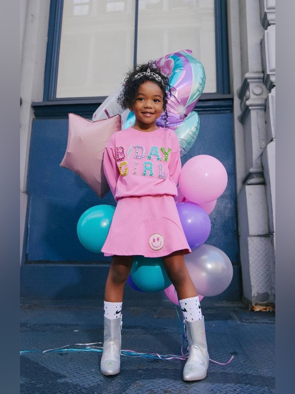Excellent condition Lola + The Boys Pink Smile Embellished Bday Skirt Size:6 - Picture 3 of 9